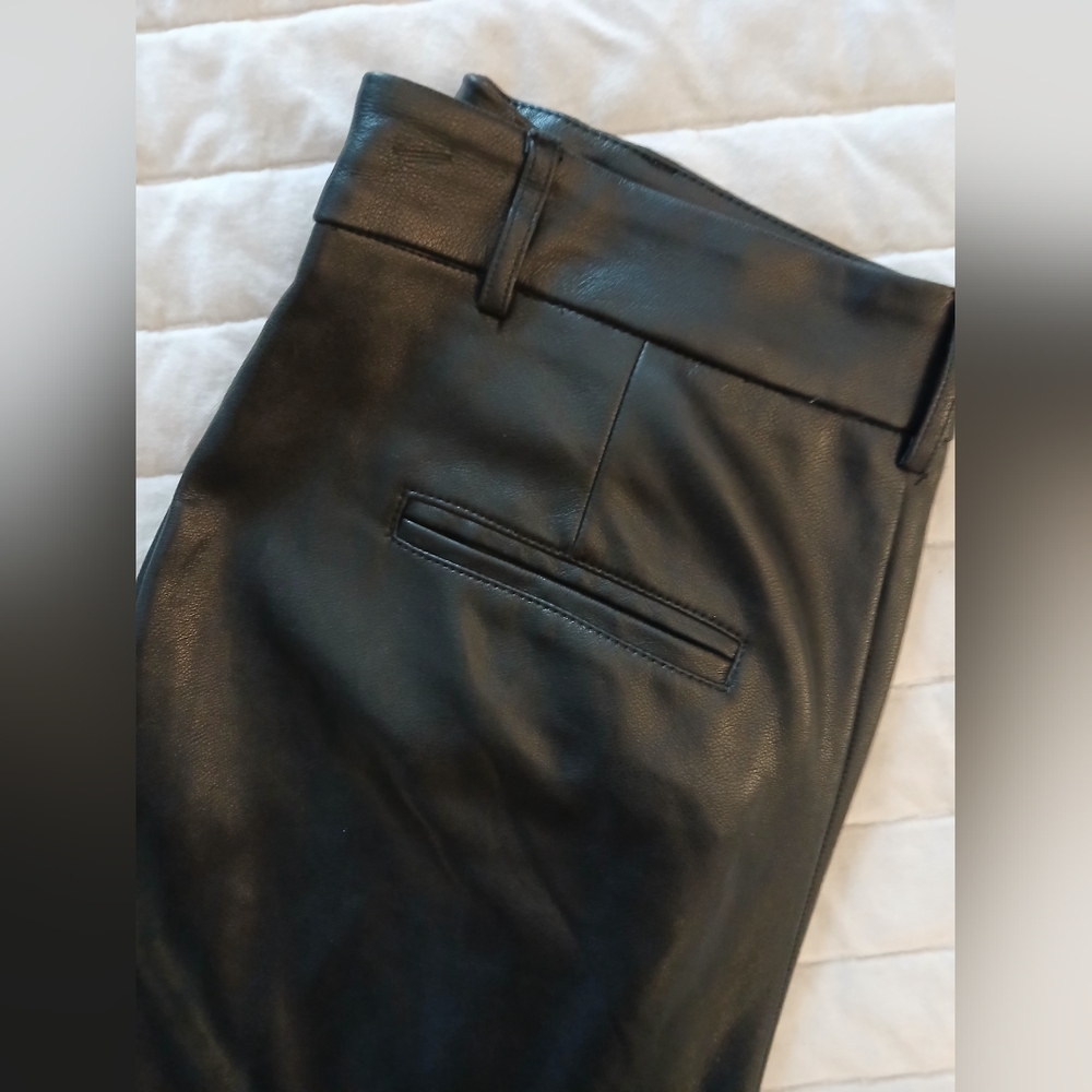 7 For All Mankind Fall Black Leather Cropped Rocker Punk Indie Grunge Pants-S/M - Picture 7 of 14